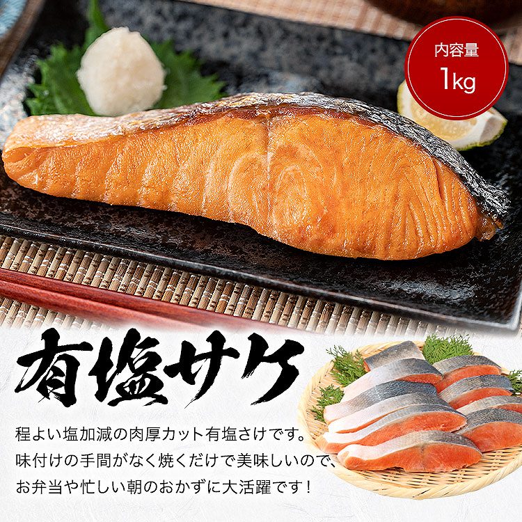 有塩切り身セット さば さけ 2kg(1kg×2) 冷凍 鮭 サケ 鯖 サバ 一口サイズ 弁当