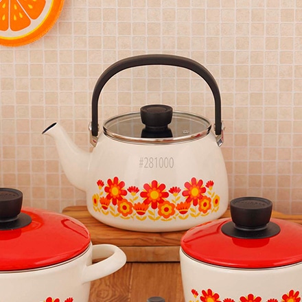 富士ホーロー メモリーズ 2.5L ケトル kettle サンフラワー IH対応 FJ-2.5K