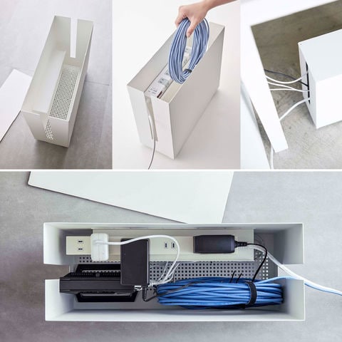 山崎実業 公式 tower キャスター付きケーブル収納ラック タワー ブラック 5404