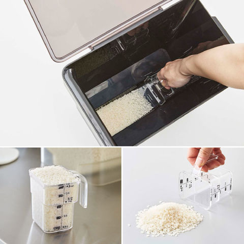 山崎実業 公式 tower 密閉米びつ 10kg 計量カップ付 タワー ブラック 5424