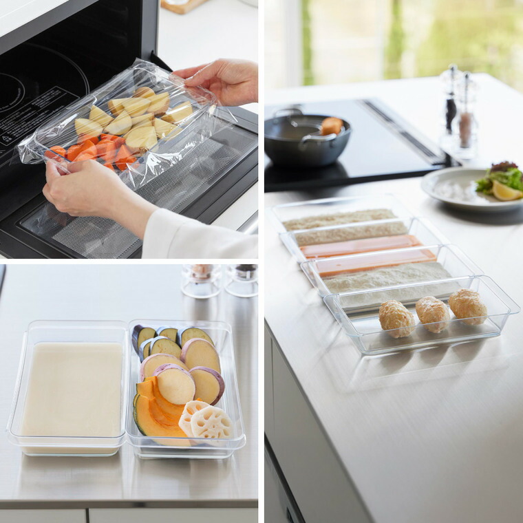 tower 電子レンジ対応連結できる洗いやすい下ごしらえ調理トレー タワー 深型 2個組 クリア 山崎実業 10337