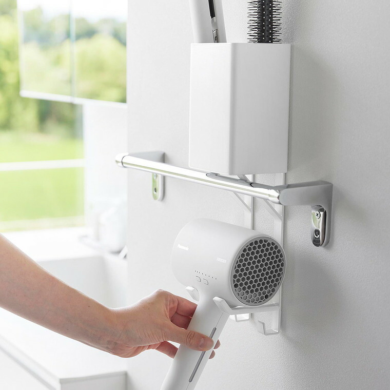 tower タオル掛け上ドライヤー&ヘアーアイロンホルダー タワー 山崎実業 10545 10546 / ホワイト