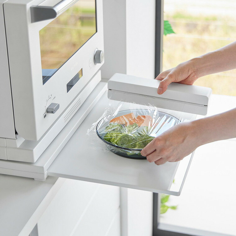 tower スライドテーブル付きキッチン家電下ラック タワー 2段 山崎実業 10652 10653 / ホワイト