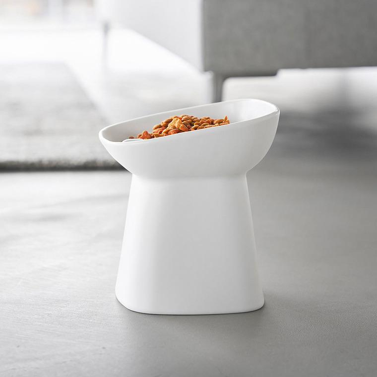 nooks 早食い防止陶器ペットフードボウル ヌークス 斜め H17 山崎実業 10559 10560 / ホワイト
