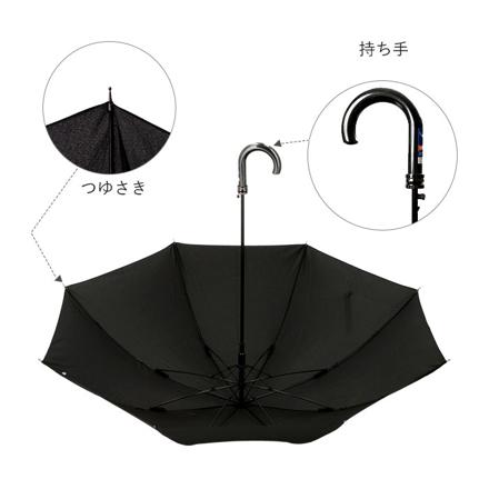 ATTAIN アテイン 強風対応 長傘70cm 黒×パイピングカーキ