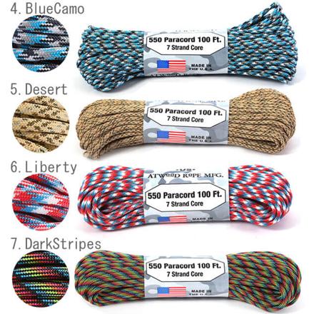 アトウッド・ロープ MFG ATWOOD ROPE MFG. パラコード 100フィート CAMO/PATTERN カモフラ/パターン 4.BLueCaMo