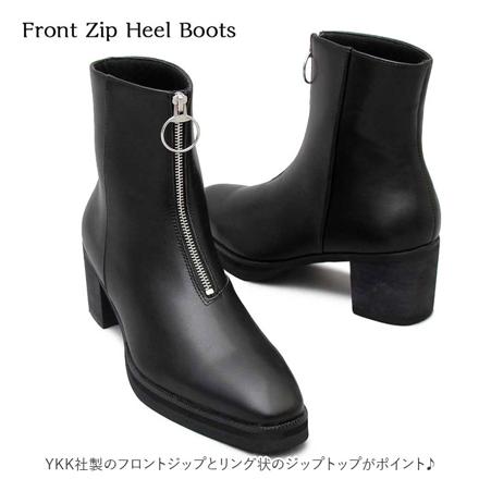 gLabeLLa Front Zip HeeL BootS Mサイズ(26.0-26.5cM) BLACK