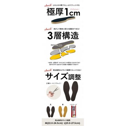 極厚インソール ブラック M(22.0～24.5cM)