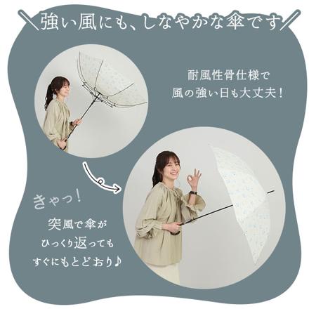 amusant sous la pluie 60cm スリム 耐風長傘 8mm 17760.スタンプハート ネイビー