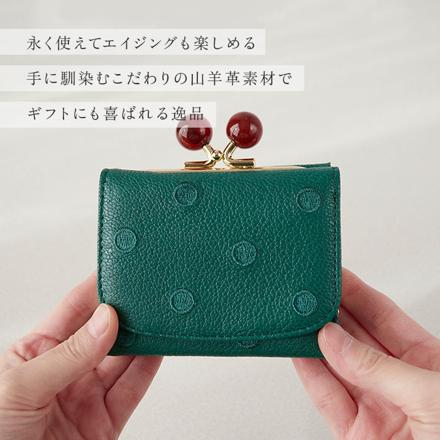 perche ペルケ アクリル玉三つ折りウォレット ブルードット