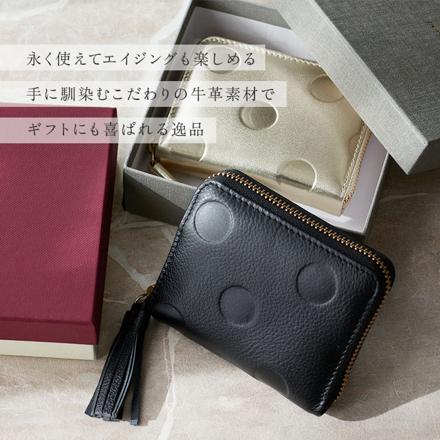 percheペルケ ドット型押しジャバラ・カードウォレット ゴールド