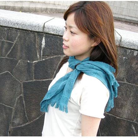 たおるマフラー ミニ 青緑