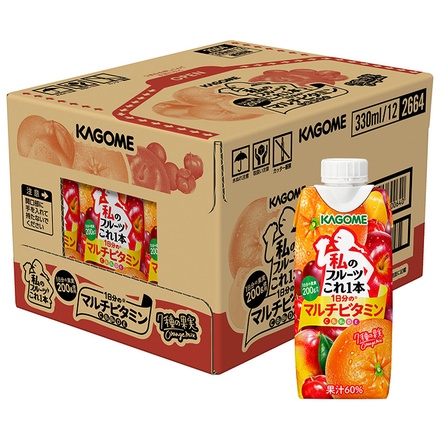 カゴメ 私のフルーツこれ一本 1日分のマルチビタミン 330ml紙パック×12本入|ミックスジュース フルーツ 果実飲料