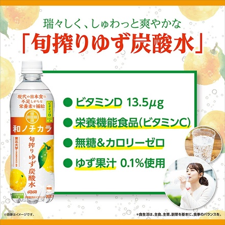 ダイドー 和ノチカラ 旬搾りゆず炭酸水 500mlペットボトル×24本入|炭酸 柚子 無糖 ビタミン