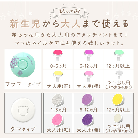 MILASIC 電動爪ヤスリ フラワー クマ-ホワイト TN-BBNF-WH-BE