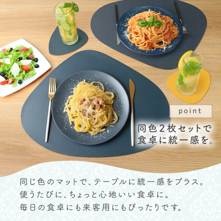 MILASIC トライアングル ランチョンマット 2枚セット ＋コースター 2枚 おまけ付き スカイブルー TN-TRLM-SB