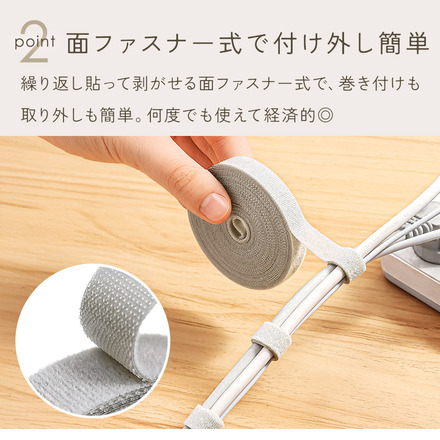 mitas ケーブルバンド 5m 2個セット ＋ おまけタグ 10個付き ホワイト TN-VECB-WH