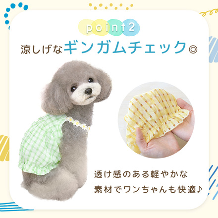MILASIC 犬用 ギンガム ワンピース グリーン Sサイズ TN-DFOP-GR-S