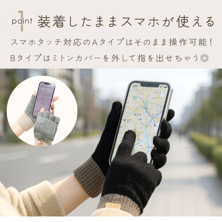 MILASIC ニット手袋 A-指ありタイプ グレー TN-KTWNG-GY-A