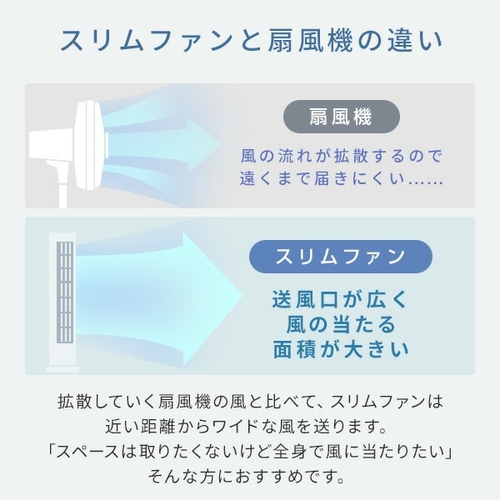 スリムファン タワーファン 左右首振り リモコン 風量3段階 切タイマー YAMAZEN YSR-X781(WH)