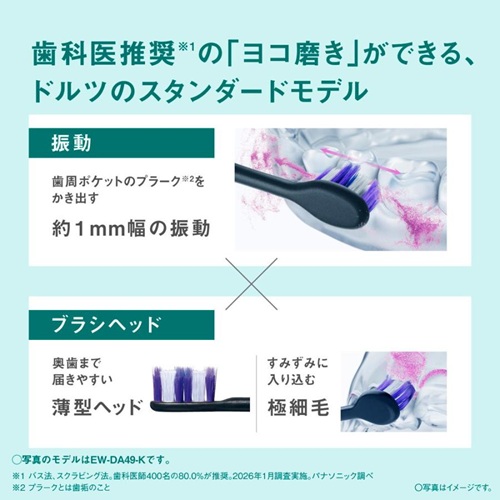 パナソニック EW-DA19-W 音波振動ハブラシ ドルツ ホワイト Panasonic Doltz 電動歯ブラシ 音波歯ブラシ 充電式
