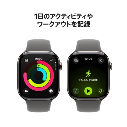 Apple Watch Series 11（GPS + Cellularモデル）- 42mmナチュラルチタニウムケースとストーングレイスポーツバンド - M/L