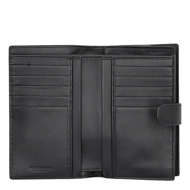 ボッテガ・ヴェネタ 二つ折り財布 レディース ブランド BOTTEGA VENETA イントレチャート レザー 121060-V3UN1 ブラック ウォレット 高級 おしゃれ プレゼント 実用的