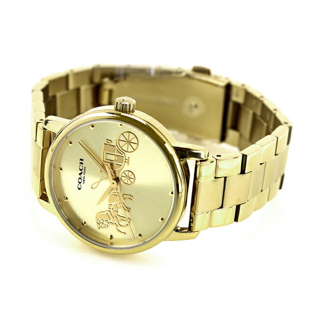 コーチ グランド クォーツ 電池式 腕時計 ブランド レディース COACH 14503075 アナログ ゴールド おしゃれ 防水 軽い 華奢 かわいい プレゼント 女性 実用的