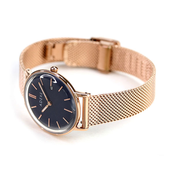 アデクス ADEXE レディース 腕時計 2043A-06-JP20SEP プチ 33mm 時計 ダークブルー ローズゴールド ブランド おしゃれ 防水 かわいい プレゼント 女性 実用的