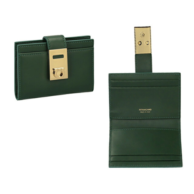 フェラガモ カードケース レディース Ferragamo 220552CALF FORGR 775 125 グリーン 定期入れ ブランド 高級 おしゃれ プレゼント 実用的