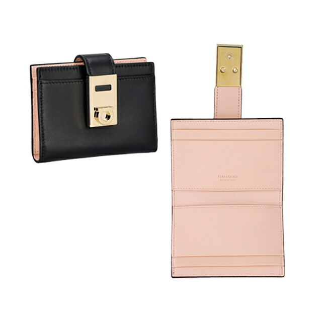 フェラガモ カードケース レディース Ferragamo 220552CALF NE NP 770 880 ブラック ピンク 定期入れ ブランド 高級 おしゃれ プレゼント 実用的