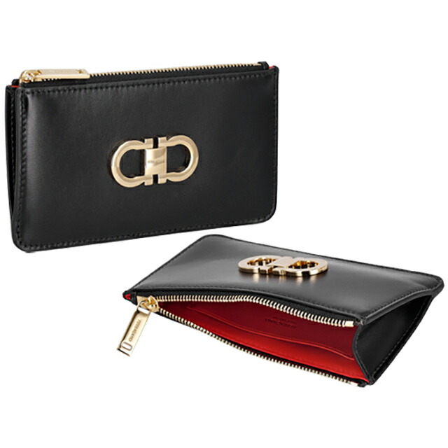 フェラガモ カードケース レディース Ferragamo 220629CALF NE FR 770 767 ブラック レッド 定期入れ ブランド 高級 おしゃれ プレゼント 実用的