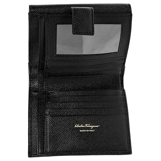 フェラガモ 二つ折り財布 レディース Ferragamo 22C877PEBBLE NER 673 998 ブラック ウォレット ブランド 高級 おしゃれ プレゼント 実用的