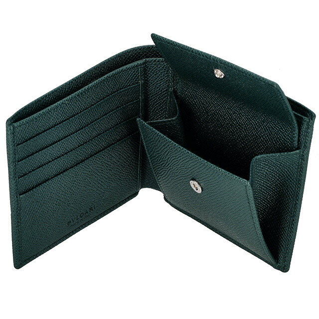 ブルガリ 二つ折り財布 メンズ BVLGARI 282101 TEATO ブルーグリーン ウォレット ブランド 高級 おしゃれ プレゼント 実用的