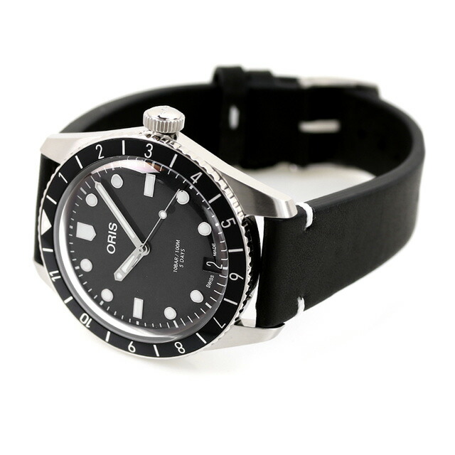 オリス ダイバーズ 65 12H 腕時計 メンズ 40mm 自動巻き 革ベルト ORIS 01 400 7772 4054-07 5 20 82 アナログ ブラック 黒 スイス製 高級 ブランド おしゃれ 防水 プレゼント 男性 実用的