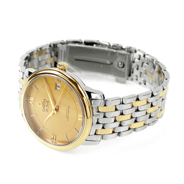 オメガ デビル 37mm 自動巻き K18 腕時計 メンズ ダイヤモンド OMEGA 424.20.37.20.58.001 アナログ ゴールド スイス製 高級 ブランド おしゃれ 防水 プレゼント 男性 実用的