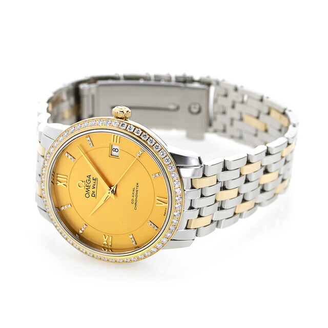 オメガ デビル プレステージ 37mm 自動巻き K18 腕時計 メンズ ダイヤモンド OMEGA 424.25.37.20.58.001 アナログ イエローゴールド スイス製 高級 ブランド おしゃれ 防水 プレゼント 男性 実用的