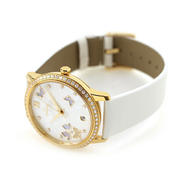 オメガ デ・ヴィル プレステージ バタフライ 36.8mm 自動巻き 腕時計 レディース ダイヤモンド OMEGA 424.57.37.20.55.001 アナログ ホワイトシェル ホワイト 白 スイス製 高級 ブランド おしゃれ 防水 軽い 華奢 プレゼント 女性 実用的