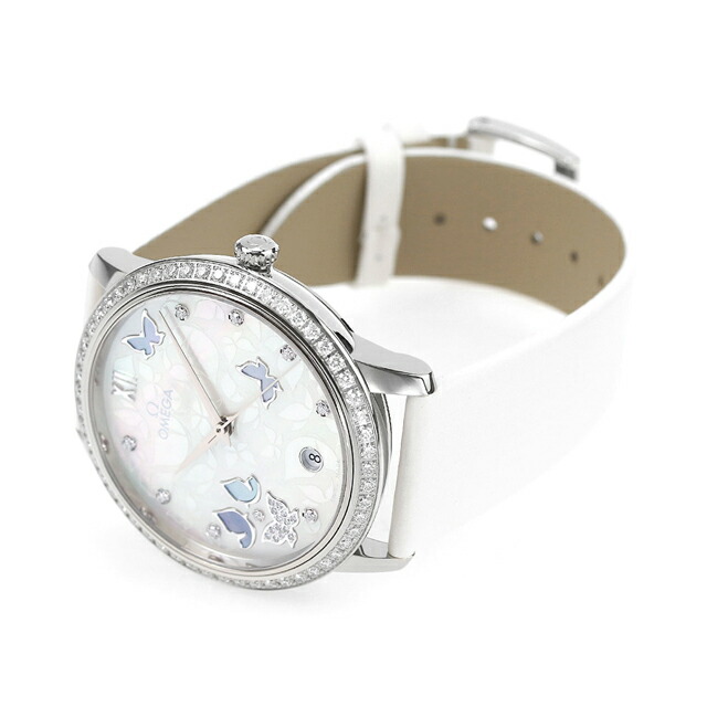 オメガ デビル プレステージ コーアクシャル クロノメーター バタフライ 36.8mm 自動巻き K18 腕時計 レディース 蝶 ダイヤモンド OMEGA 424.57.37.20.55.002 アナログ ホワイト 白 スイス製 高級 ブランド おしゃれ 防水 軽い 華奢 プレゼント 女性 実用的