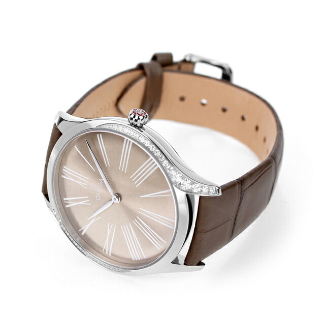 オメガ デビル 39mm クオーツ 腕時計 レディース ダイヤモンド OMEGA 428.18.39.60.13.001 アナログ グレー トープブラウン スイス製 高級 ブランド おしゃれ 防水 軽い 華奢 プレゼント 女性 実用的