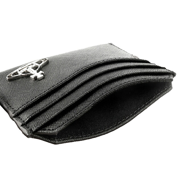 ヴィヴィアン ウエストウッド カードケース コンパクト メンズ レディース ブランド Vivienne Westwood SAFFIANO ロゴ 51110022 L001N N402 BLACK ビビアン 定期入れ 高級 おしゃれ プレゼント 実用的