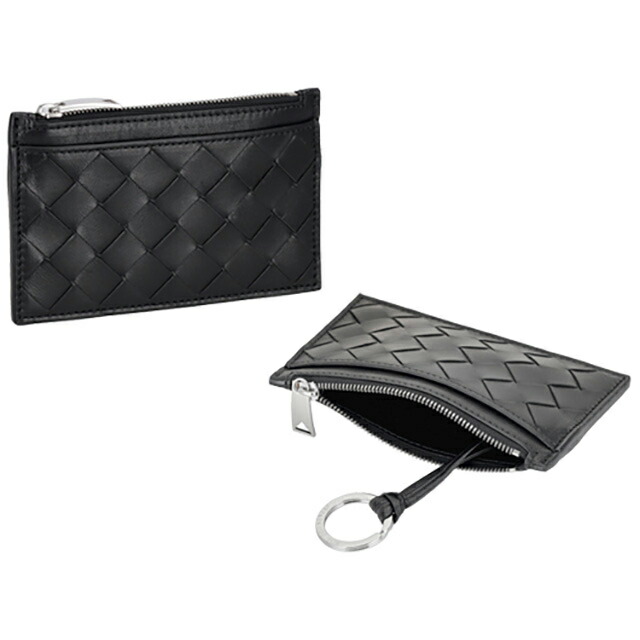 ボッテガ・ヴェネタ コインケース メンズ レディース BOTTEGA VENETA イントレチャート レザー 608784 V48C3 8803 ブラック 小銭入れ 小さい ブランド 高級 おしゃれ プレゼント 実用的