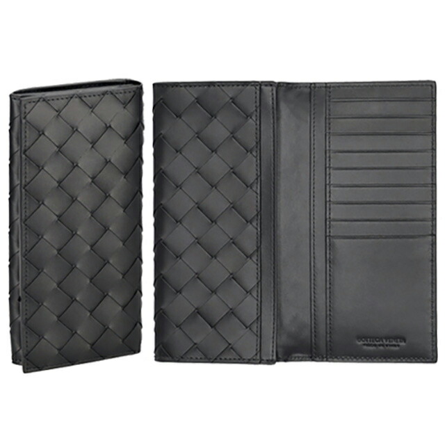ボッテガ・ヴェネタ 長財布 メンズ レディース BOTTEGA VENETA イントレチャート 635567 V3US1 8803 ブラック ウォレット ブランド 高級 おしゃれ プレゼント 実用的