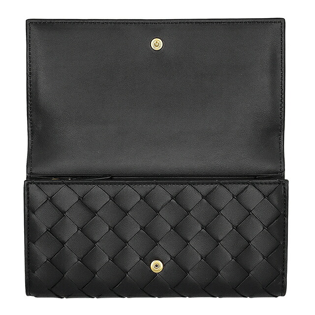 ボッテガ・ヴェネタ 二つ折り財布 二折財布 レディース ブランド BOTTEGA VENETA 666935-V3UH2 8425 ブラック/ゴールド ウォレット 高級 おしゃれ プレゼント 実用的