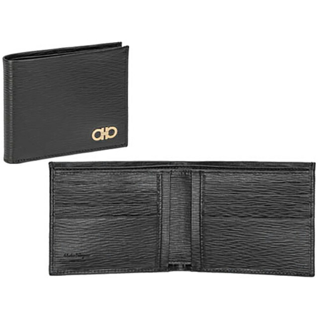 フェラガモ 二つ折り財布 メンズ Ferragamo 66A063CALF NERRT 685 950 ブラック ウォレット ブランド 高級 おしゃれ プレゼント 実用的