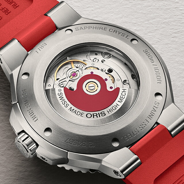 オリス アクイスデイト レリーフ 43.5mm 自動巻き 腕時計 ブランド メンズ ORIS 01 733 7789 4153-07 4 23 36FC アナログ グレー レッド 赤 スイス製 高級 おしゃれ 防水 プレゼント 男性 実用的