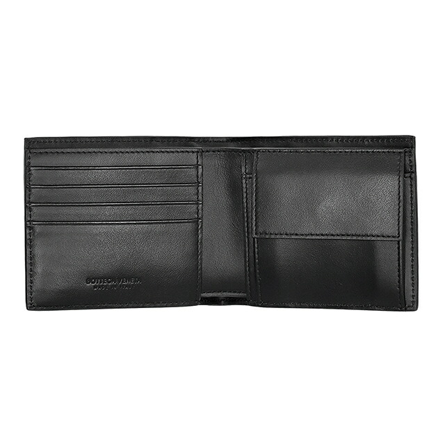 ボッテガ・ヴェネタ 二つ折り財布 二折財布 メンズ ブランド BOTTEGA VENETA 749412-V3US1 8803 ブラック/シルバー ウォレット 高級 おしゃれ プレゼント 実用的