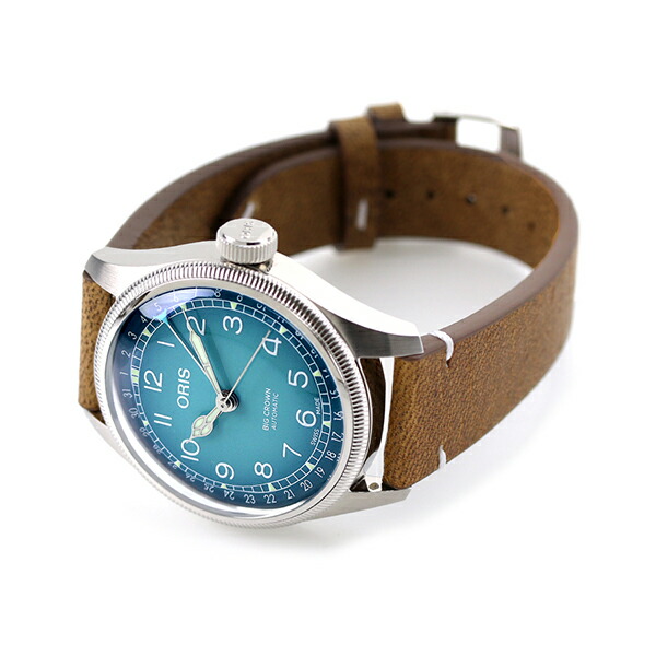 オリス ビッグクラウン チェルボボランテ 38mm 自動巻き メンズ 腕時計 01 754 7779 4065-Set 07 5 19 13 ORIS ブルー オークブラウン 高級 ブランド おしゃれ 防水 プレゼント 男性 実用的