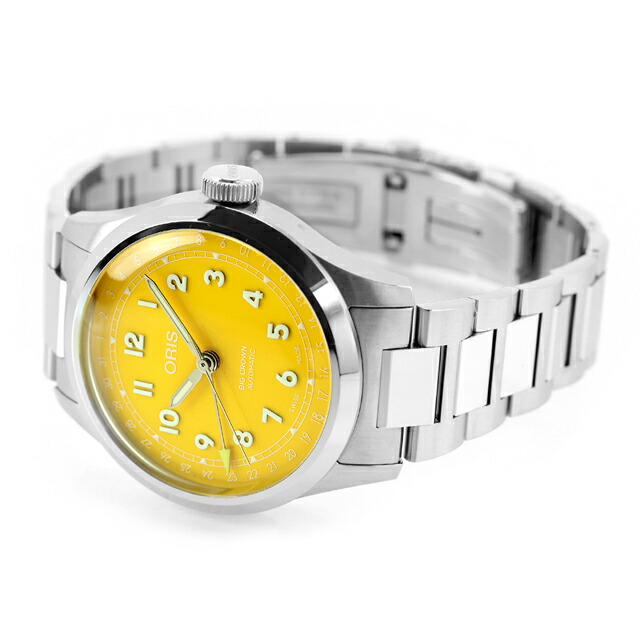 オリス ビッククラウン ポインターデイト 40mm 自動巻き 腕時計 ブランド メンズ ORIS 01 754 7798 4069-07 8 20 06 アナログ イエロー スイス製 高級 おしゃれ 防水 プレゼント 男性 実用的