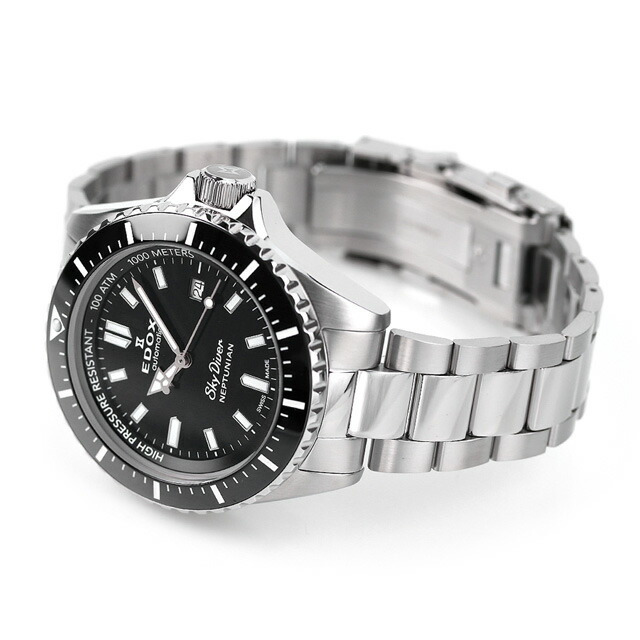 エドックス スカイダイバー ネプチュニアン オートマティック 自動巻き 腕時計 メンズ EDOX 80120-3NM-NIN アナログ ブラック 黒 スイス製 ブランド おしゃれ 防水 プレゼント 男性 実用的